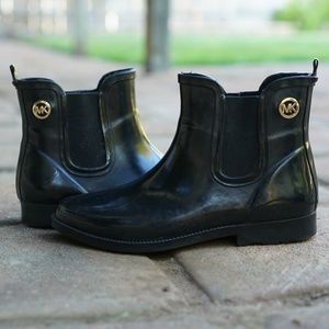 Michael Kors Black Shiny Rain Boots